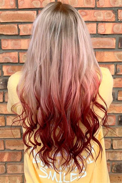 reverse ombre hair blonde to red|reverse ombre balayage grey hair.